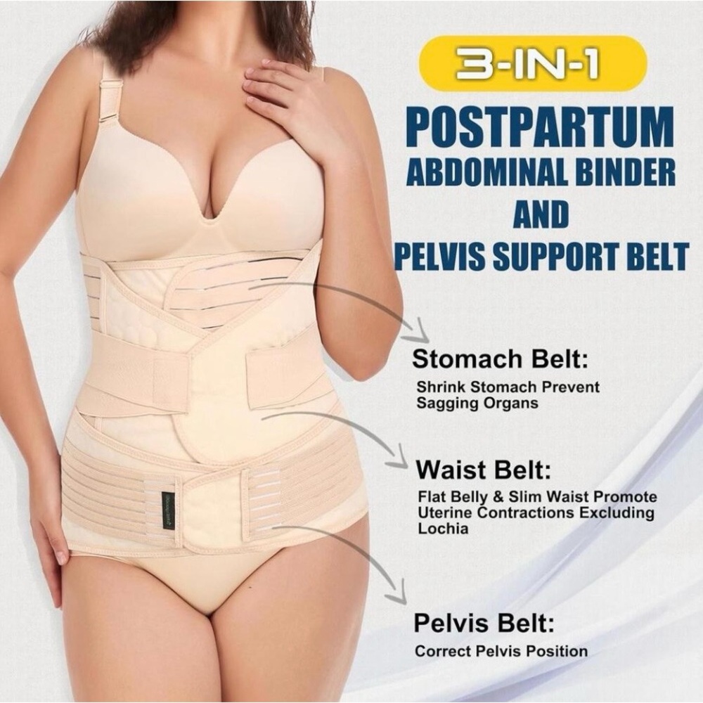 Postpartum Abdominal Binder and Pelvis Support Belt - Beige large 3 in 1 adjust